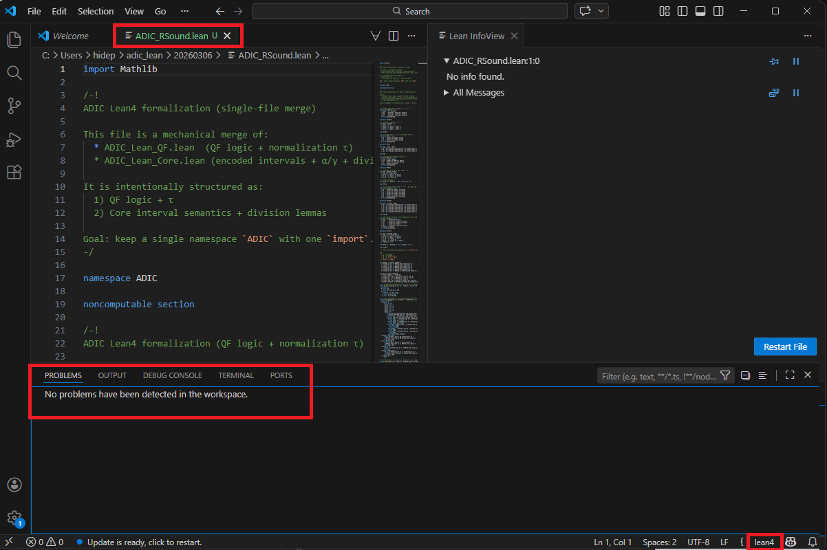 Lean verification result